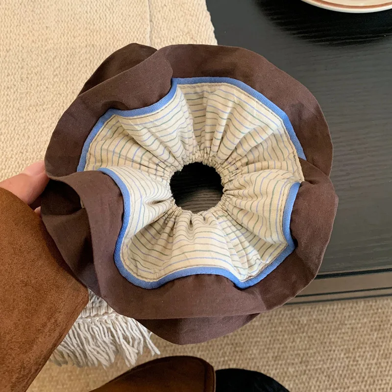 

NEW Korean Striped Oversized Hair Scrunchies High Elastic Scrunchies Hair Bands Autumn Winter Hair Accessories for Women Girls