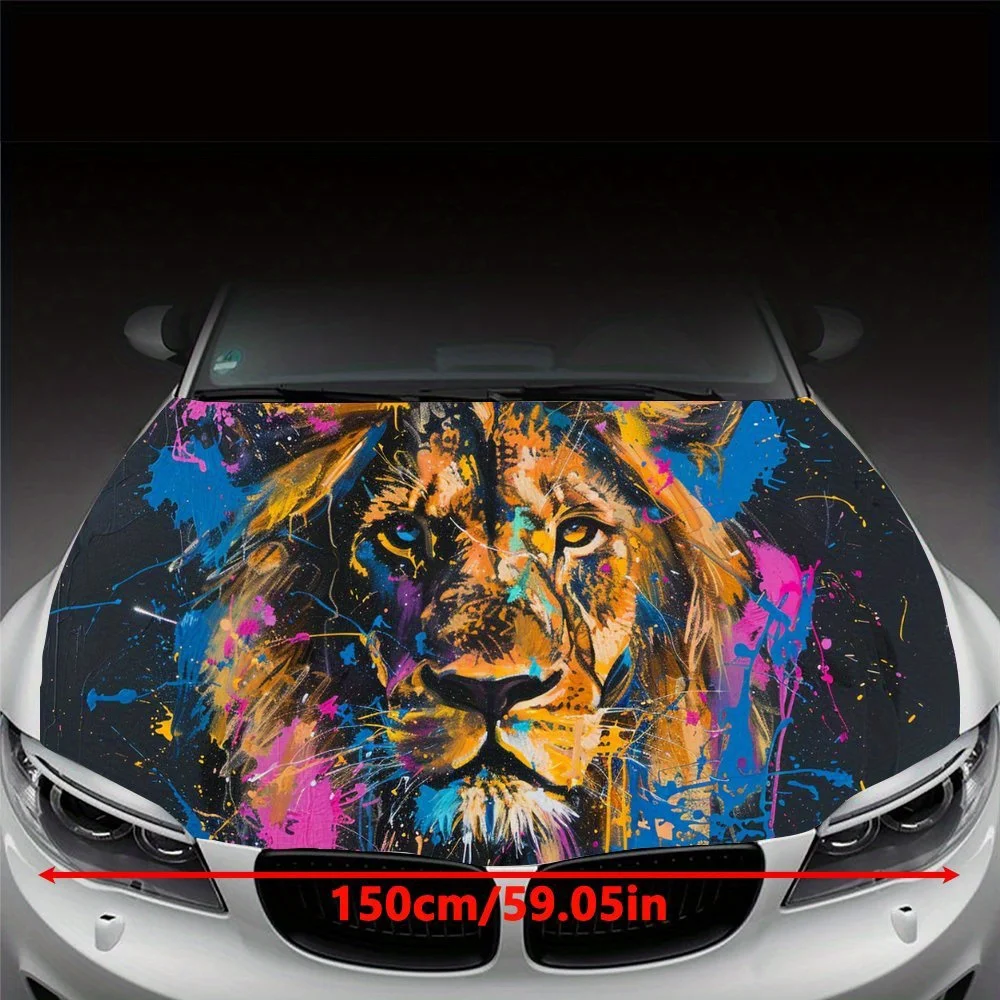 There's Art، Ink Jet Lions، هناك شخصية، أغطية فينيل السيارة، ملصق لاصق لغطاء المحرك، مقاوم للرذاذ، سهل الإزالة، Dura