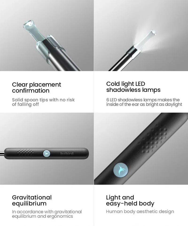 Xiaomi Bebird R1 Smart Visual Ear Sticks Endoscope 300W High Precision Earpick Portable Camera Otoscope Health Care Ear Cleaner