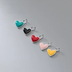 925 Silver Charms Heart Pendant Charms DIY Pendant Necklace Accessries Jewelry Silver 925 Colorful