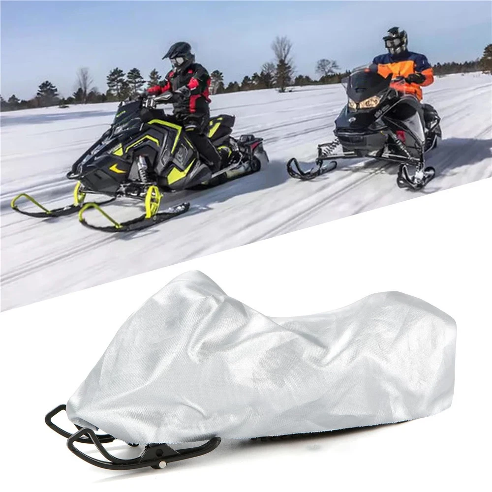 Snowmobile Cover Waterproof Dust Trailerable Sled Cover Anti-UV Winter Motorcyle Outdoor Silver 145X51X48cm