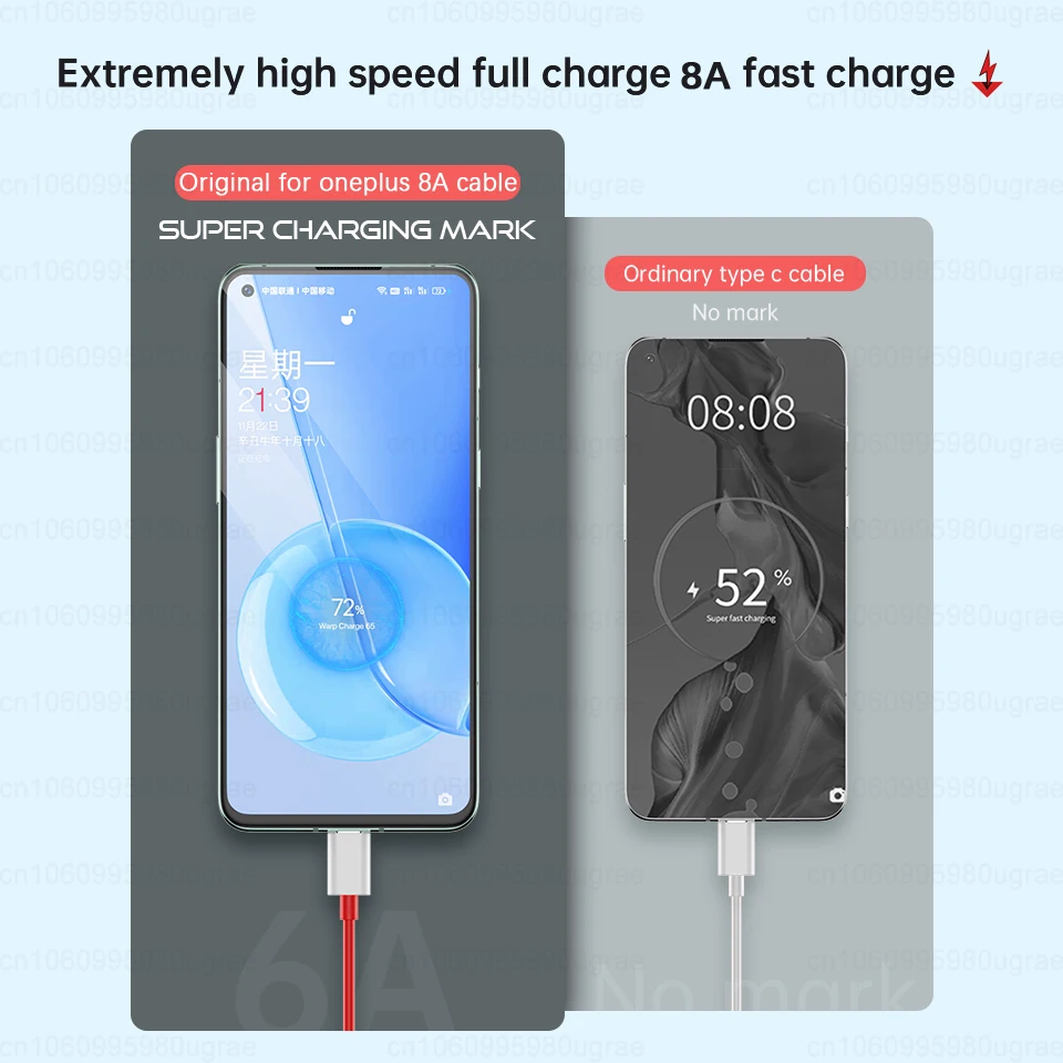 Für oneplus nord 4 ce3 12 12r 11r 10 9 ace 3 pro original 100w 80w super vooc warp ladung usb typ c kabel 8a schnell ladekabel – Detail 8