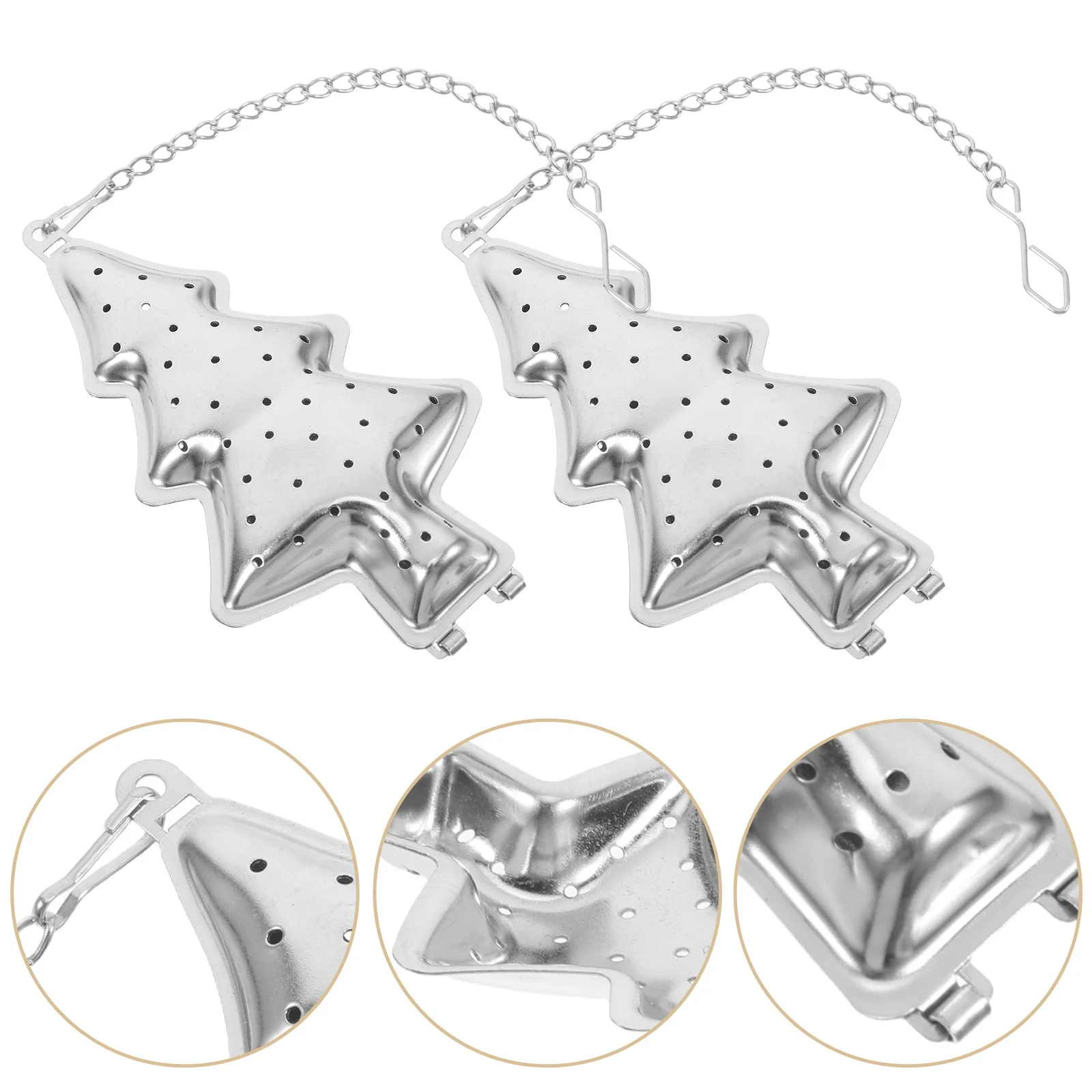 

2 pcs Stainless Steel Infuser Christmas Tree Shape Loose Leaf Tea Filter Creative Tea Strainer For Home Kitchen Bar Use