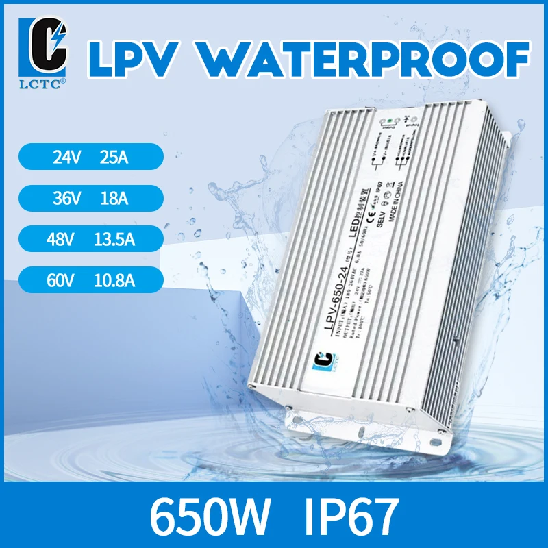 

Waterproof Switching Power Supply LPV 650W fonte led AC To DC 24V 36V 48V 60V Constant Voltage LED Driver Lighting Transformer