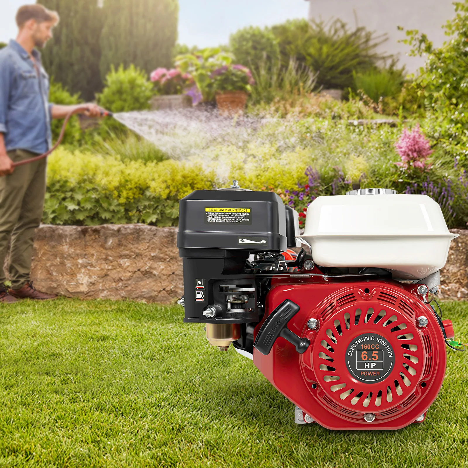 

6.5HP 200cc Gasoline Engine 3600RPM 4-Stroke OHV, Wear-resistant, 3KW Power, 6.5L Fuel Tank for Pump Tiller Sprayer, Pull Start