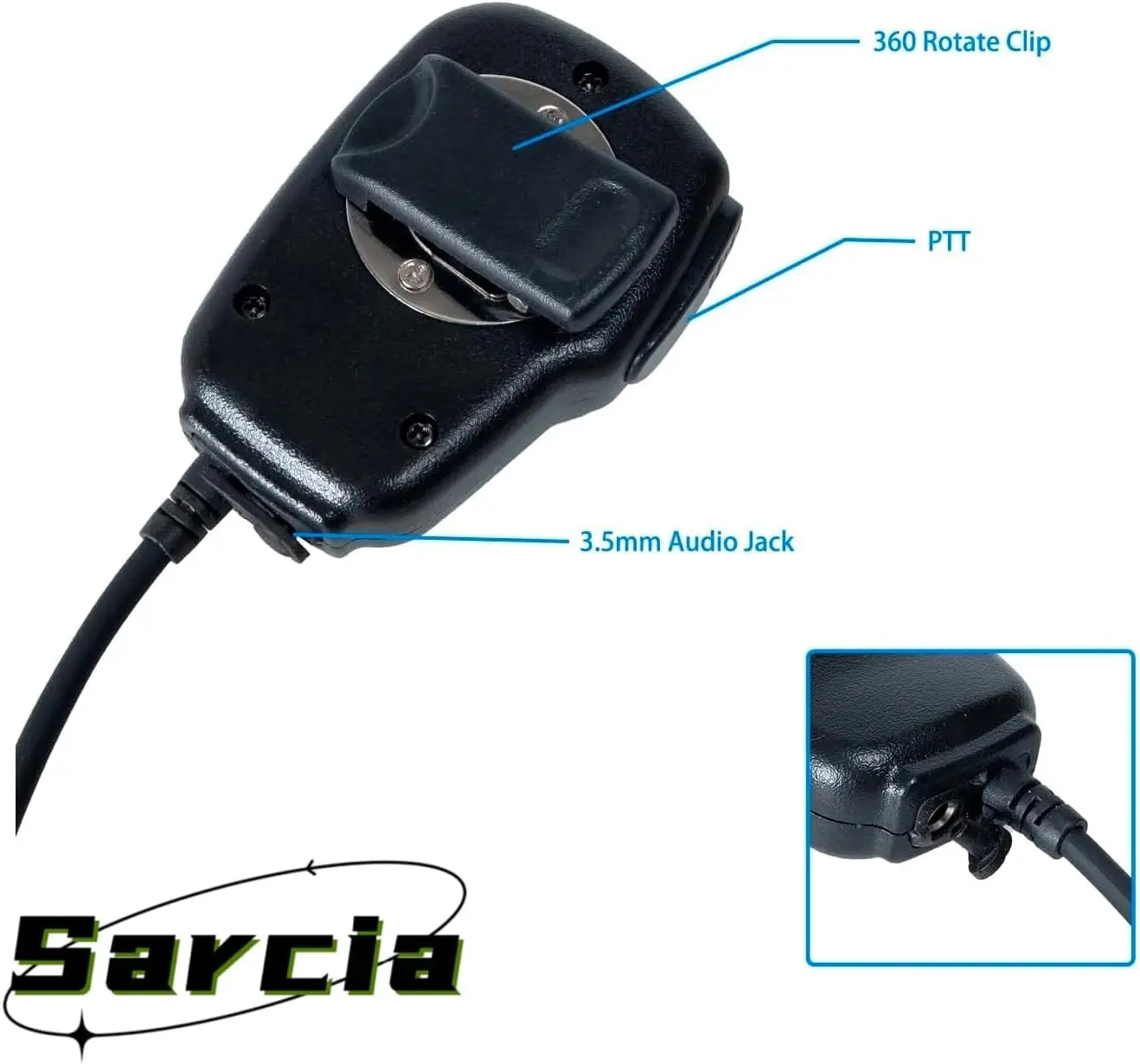 Remote Shoulder Speaker Microphone 1 Pin 2.5mm Handheld Speaker Microphone with PTT Compatible with Cobra PX655 PX650 CXT195 RX3