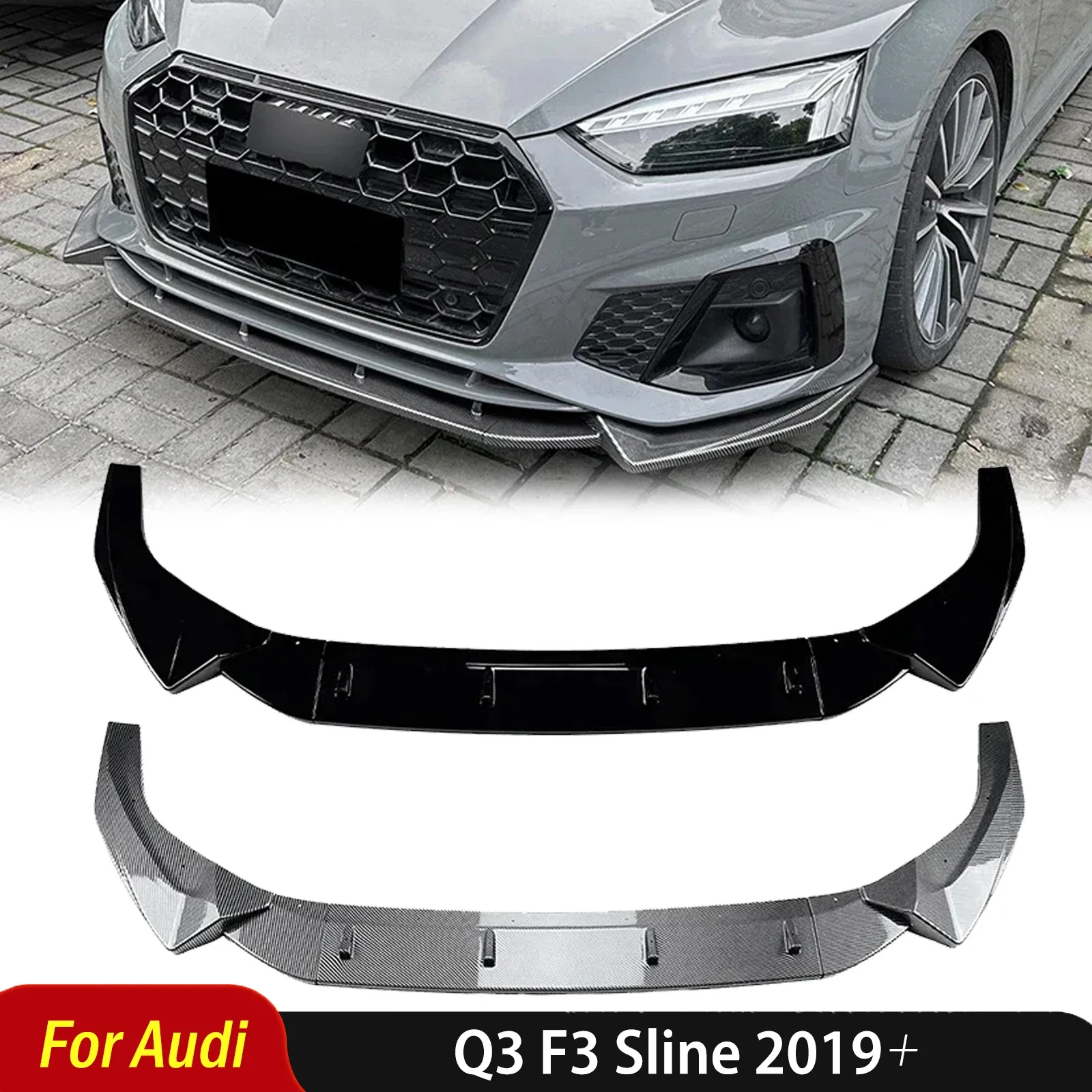 For Audi A5 Sline S5 8W6 2021 2022 2023 2024 Car Front Bumper Lip Splitter Spoiler Diffuser Body Kit Auto Accessories Tuning