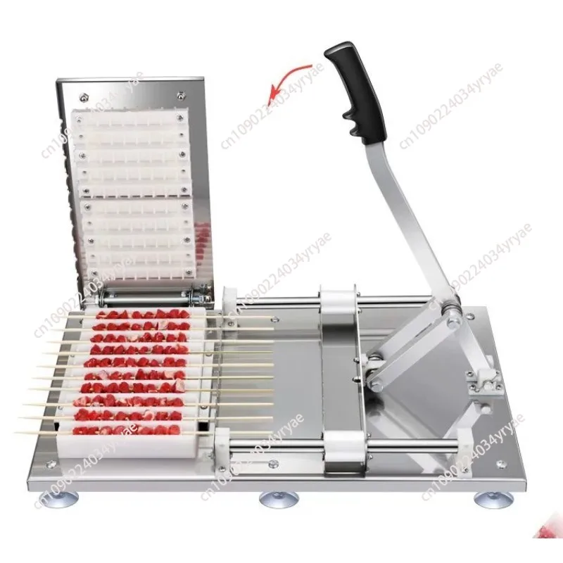 Manual BBQ Satay Stainless Steel  Mutton Kebab Lamb Skewer Tools  Meat Wear String Machine