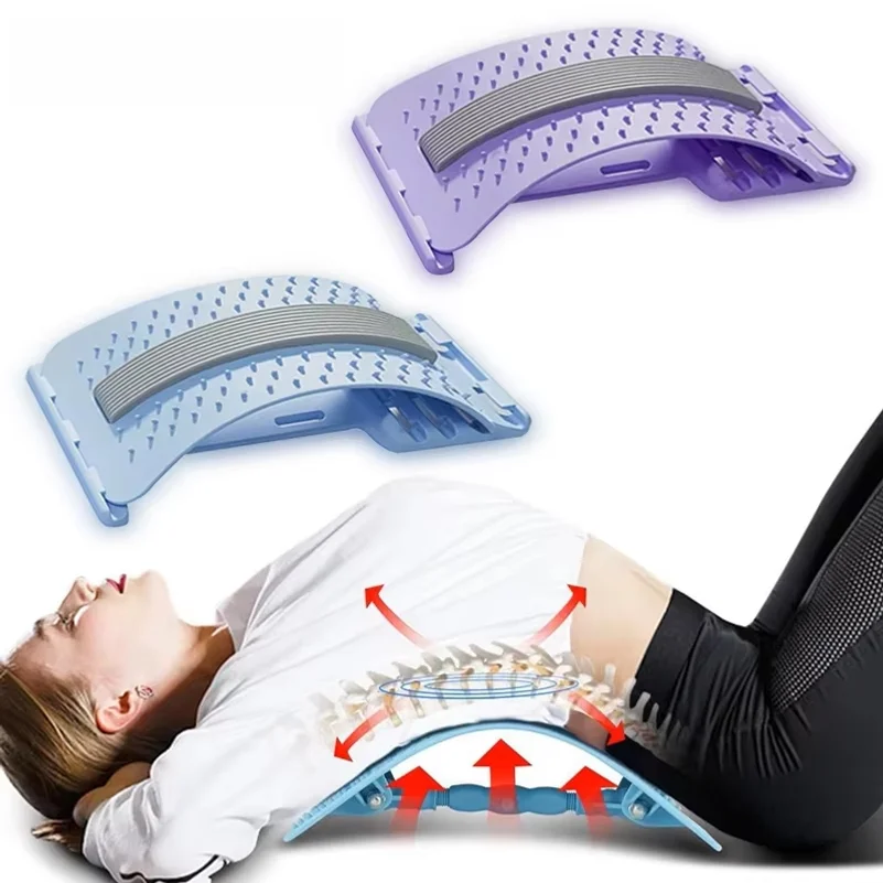 Back Stretcher Multi-Level Adjustable Massager Waist Neck Fitness Lumbar Cervical Spine Cervical Spine Support Massager Lying