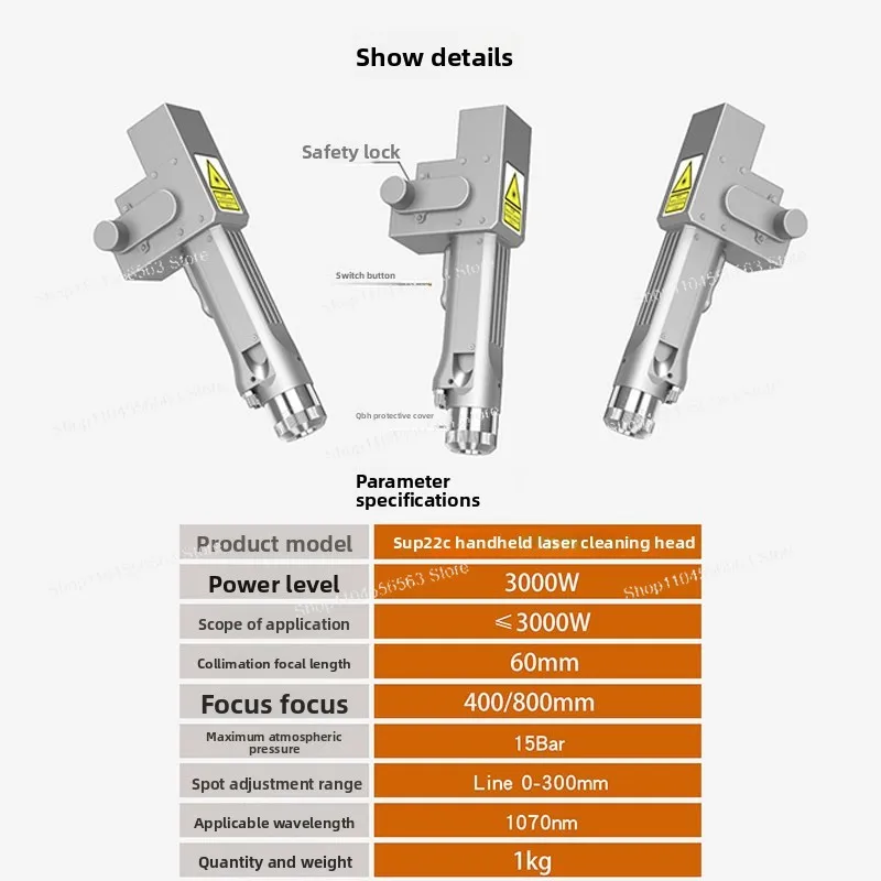 Handheld Laser Cleaning Gun for SUP22C – Portable Control System + Head for Paint & Rust Removal