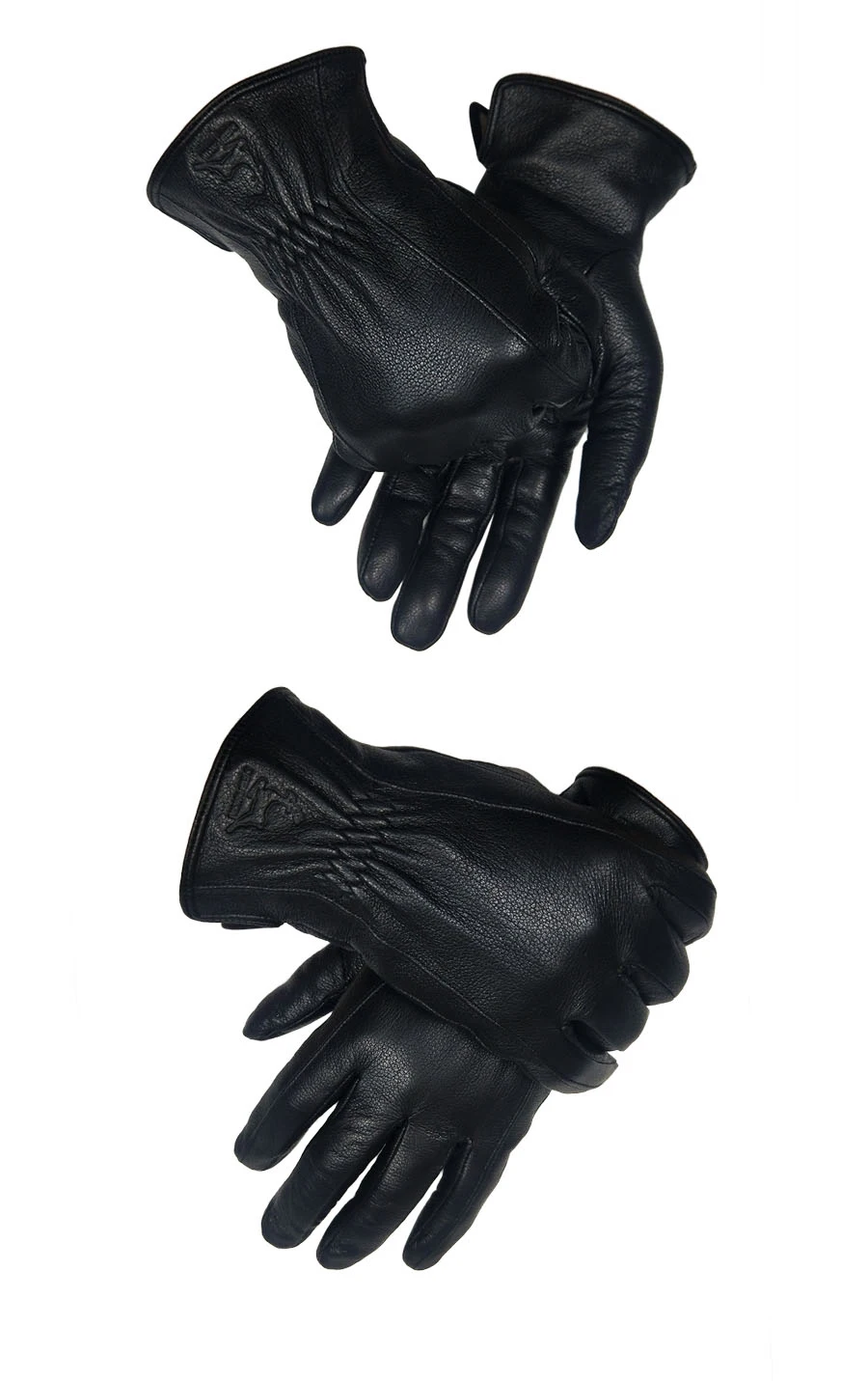 2025 New Winter man deer skin leather gloves male warm soft men's glove black three lines design men mittens sheep hair lining