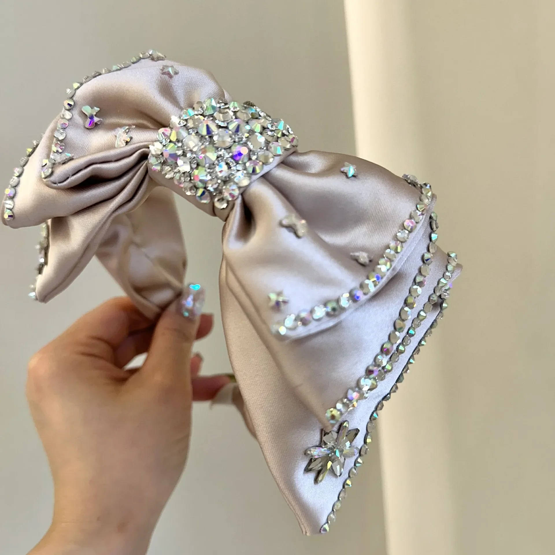 Crystal Women Headband Wide Side Big Bowknot Hairband Classic Casual Turban Girls Headwear Hair Accessories image 5