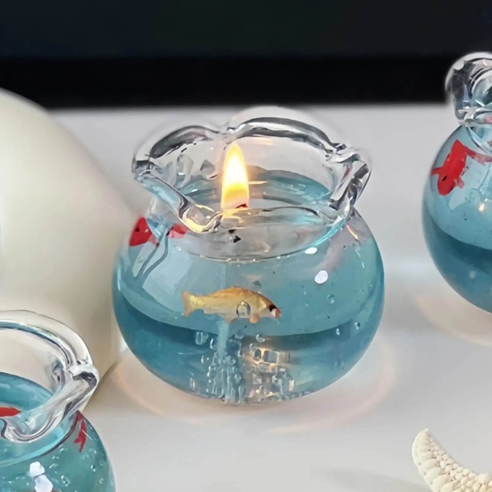 Mini Bubble Fish Tank Candle Cute Aromatic Scented Candle Decor For Bedroom Meditation Party Favors Home Aesthetic Decoration