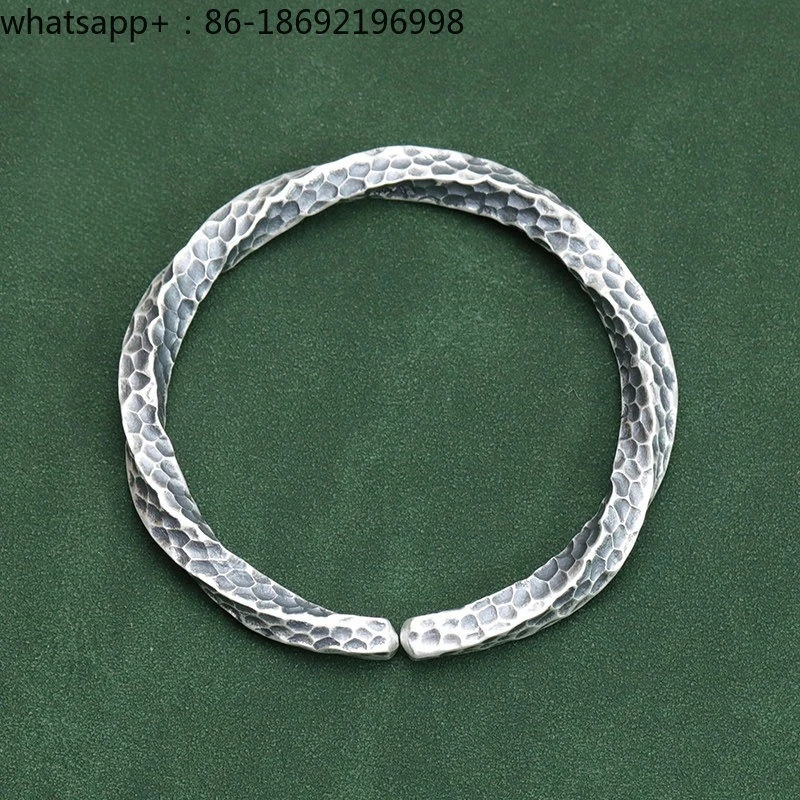 999 Pure Silver Yunnan Snowflake Handmade Custom Square Retro Silver Bracelet