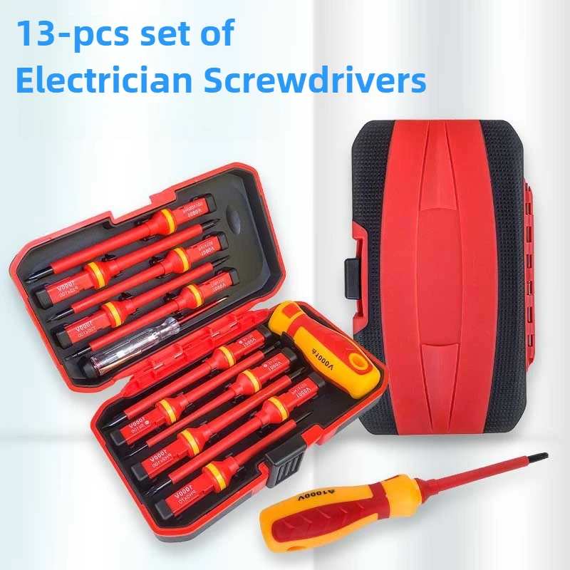 Insulation Screw Batch Voltage Resistant Electrician Screwdriver 1000V Changeable Insulated Magnetic Slotted Bits Repair Tools