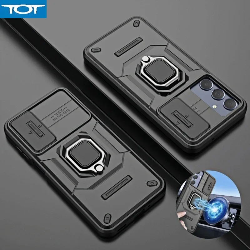 

Armor Funda для Samsung Galaxy M15 M35 M55 F15 F55 C55 5G Чехол слайд-объектив Защитный магнитный держатель для Samsung M 15 35 F 55