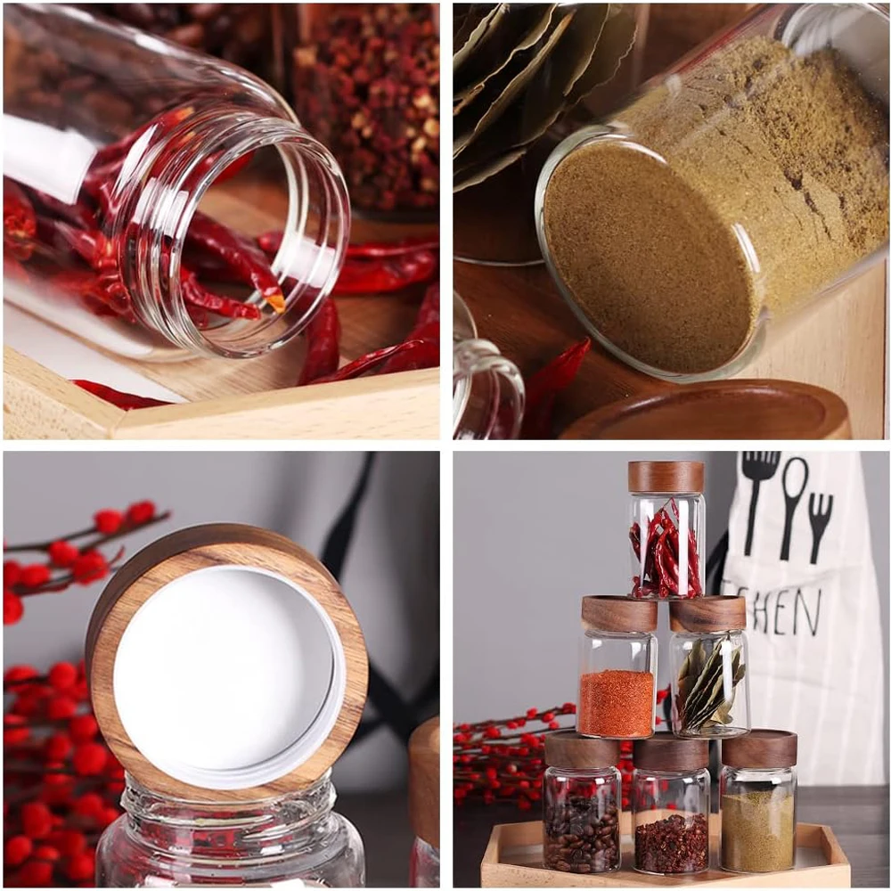 6Pcs Small Glass Spice Jars ,High Sealing Threaded Mouth, 8.79oz /260ml*6,Empty Cylinder Spices Bottles,Storage Jars