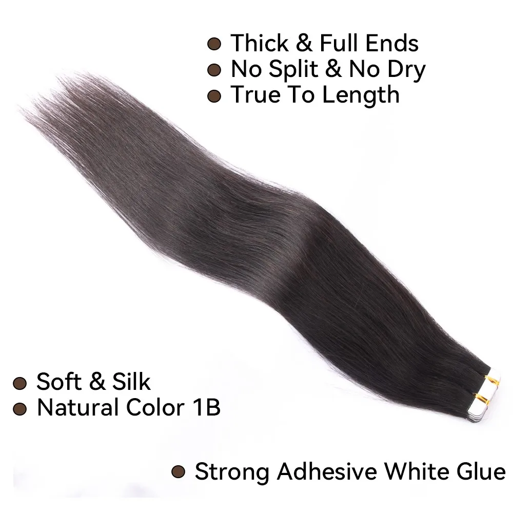 شريط ريمي في وصلات الشعر شعر بشري حريري مستقيم 20 قطعة 50 جرام 16-24 بوصة يمكن صبغه وتبييضها # 27 غراء لاصق قوي