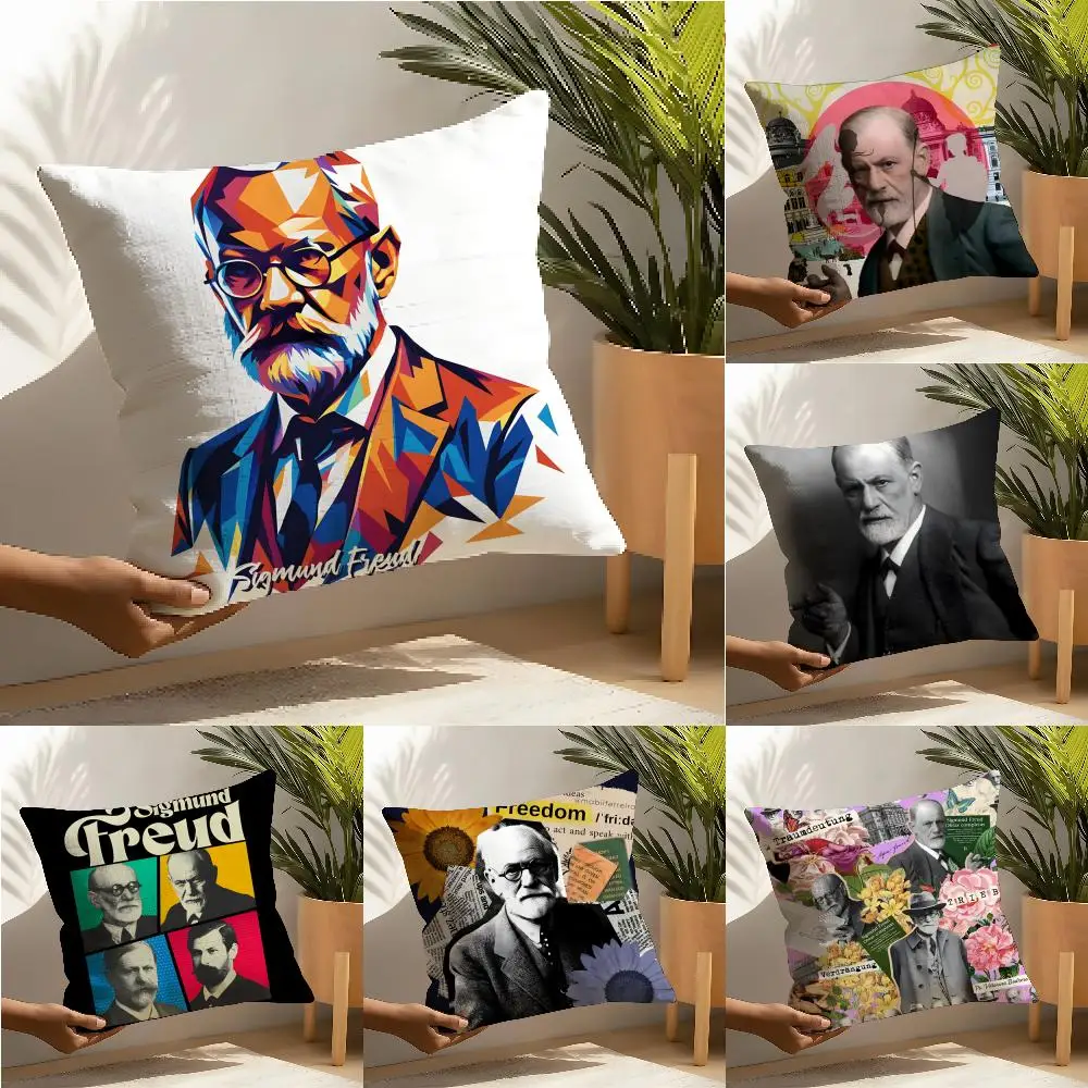 Housse de coussin en lin, motif S-Sigmund Freud, le savant légendaire, décoration de canapé, housse de coussin pour la maison