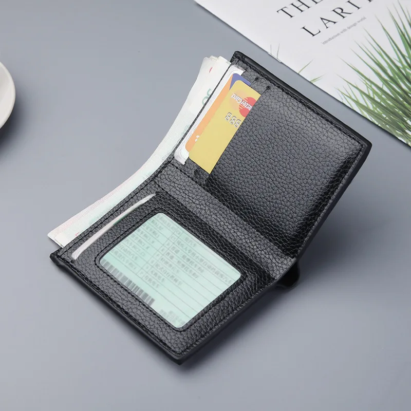 Men's Short Wallet Vertical Thin Driver's License Dollar Card Holder Practical Small Wallet  Purses