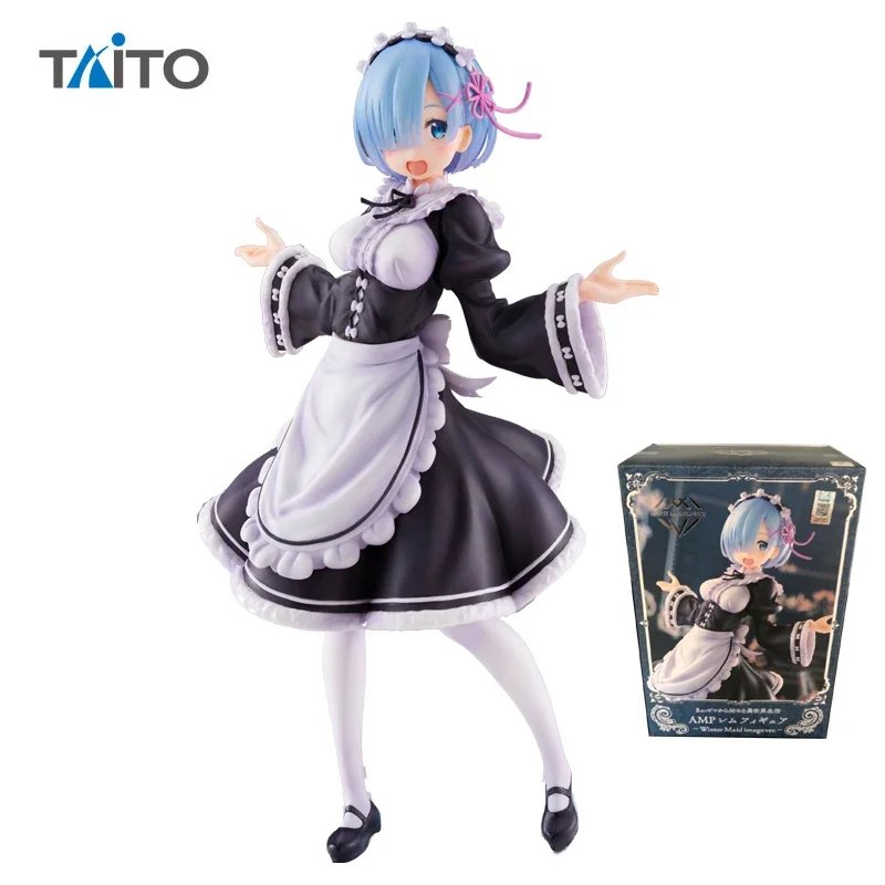 

In Stock Original TAITO Re:life In A Different World From Zero Rem Winter Maid 27Cm Action Figurine Model Toys for Boys Gift