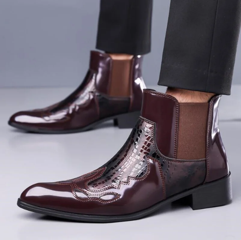 Men's Chelsea Boots British Style Fashion Trend Comfortable Anti-slip Leather Boots Personalized Style