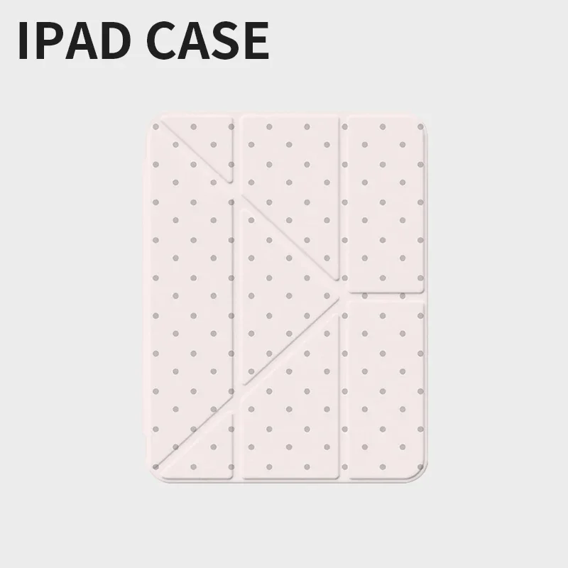 

Pink Gray Polka Dot Korea ins Exquisite Cartoon Cute For iPad Case iPad 10 9 8 7 Air 5 4 3 2 Pro 11 Mini Y-Fold Tri Fold Cover