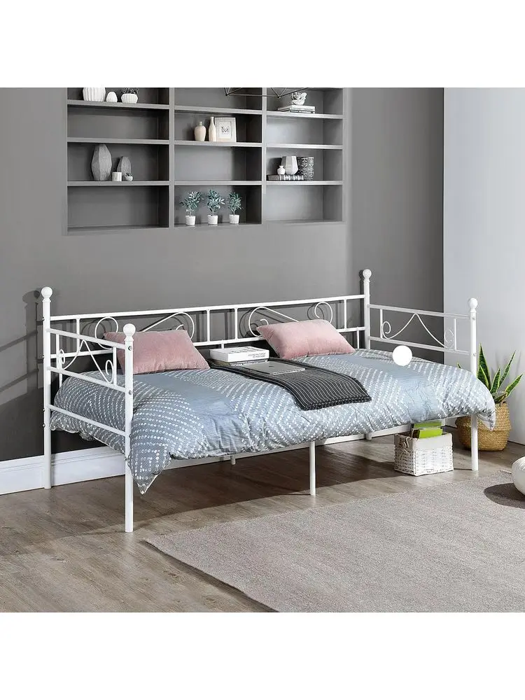 Bed 3ft Single Day Bed Frame Guest Sofa Bed Daybeds for Living Room Bed Room Fits for 90 190 cm Mattress White
