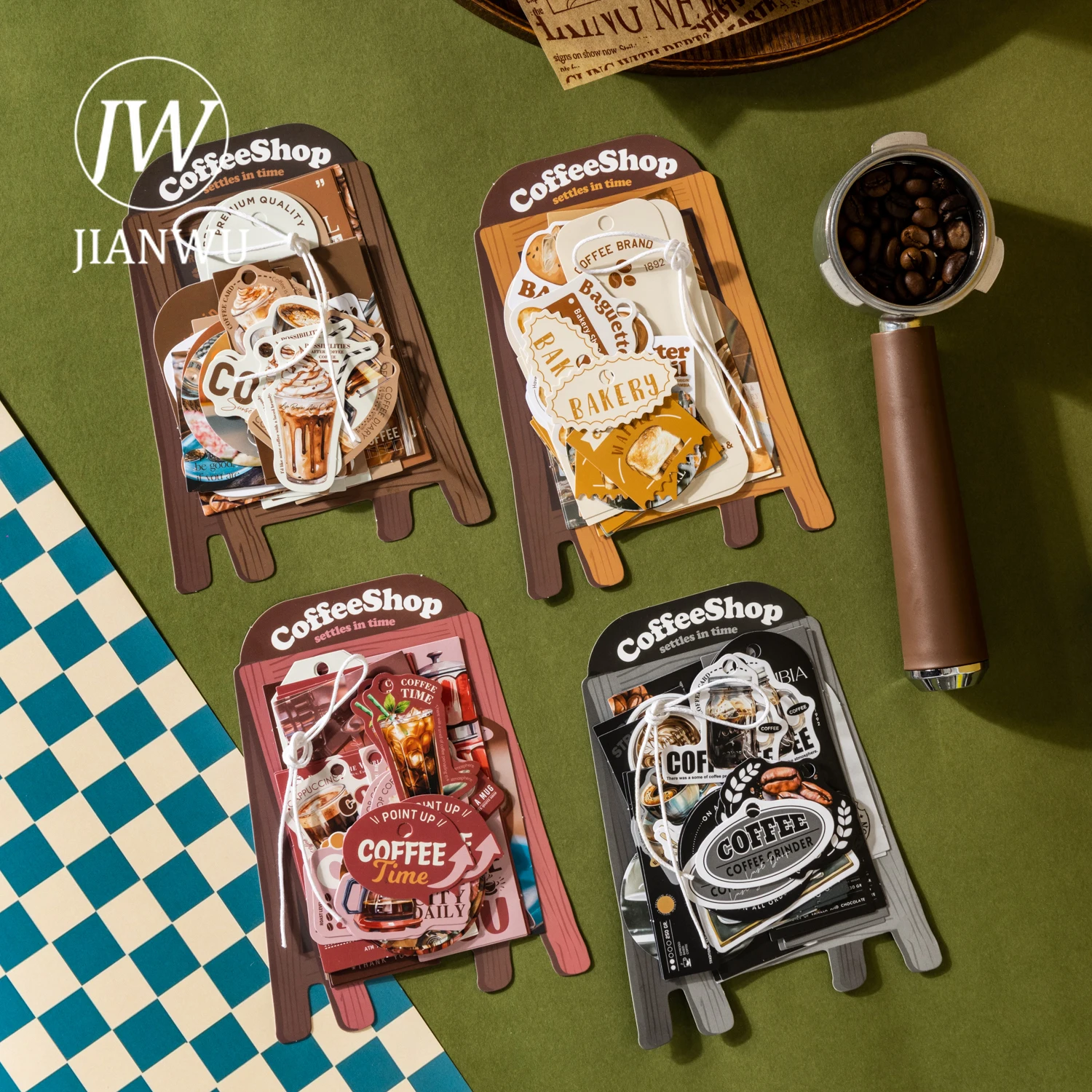 JIANWU مفتوحة سلسلة مقهى خمر مقهى التسمية المشهد المواد الكولاج سجل القصاصات ملصق الإبداعية DIY مجلة القرطاسية #3