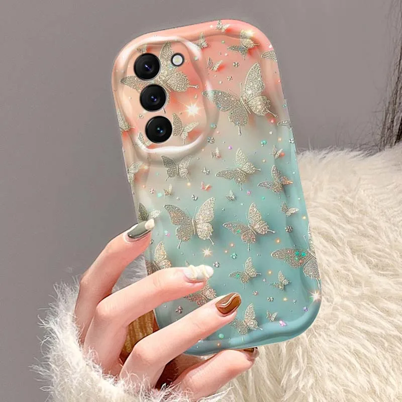 لون فراشة الحصان شعبية لسامسونج S25 S24 S23 S22 S21 S20 A04 A05s A05 A06 الترا زائد FE 5G موجة النفط جراب هاتف #6