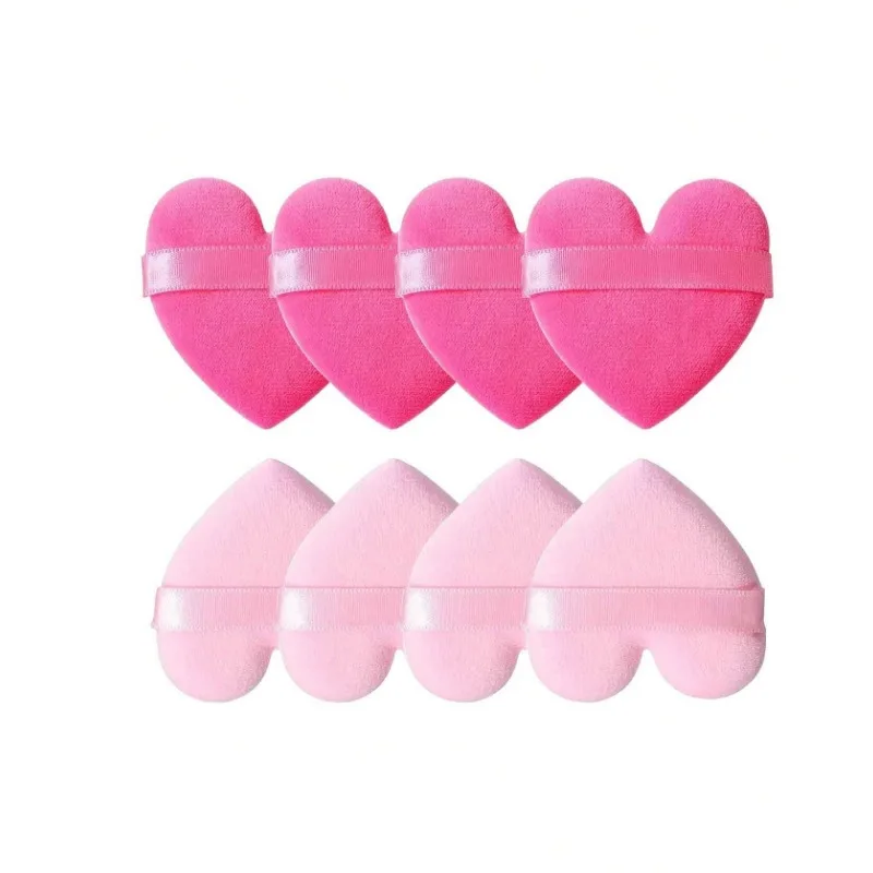 8pcs Heart-Shaped Velvet Powder Puff, Designed For Contouring, Eyes And Corners Area, Beauty Blender