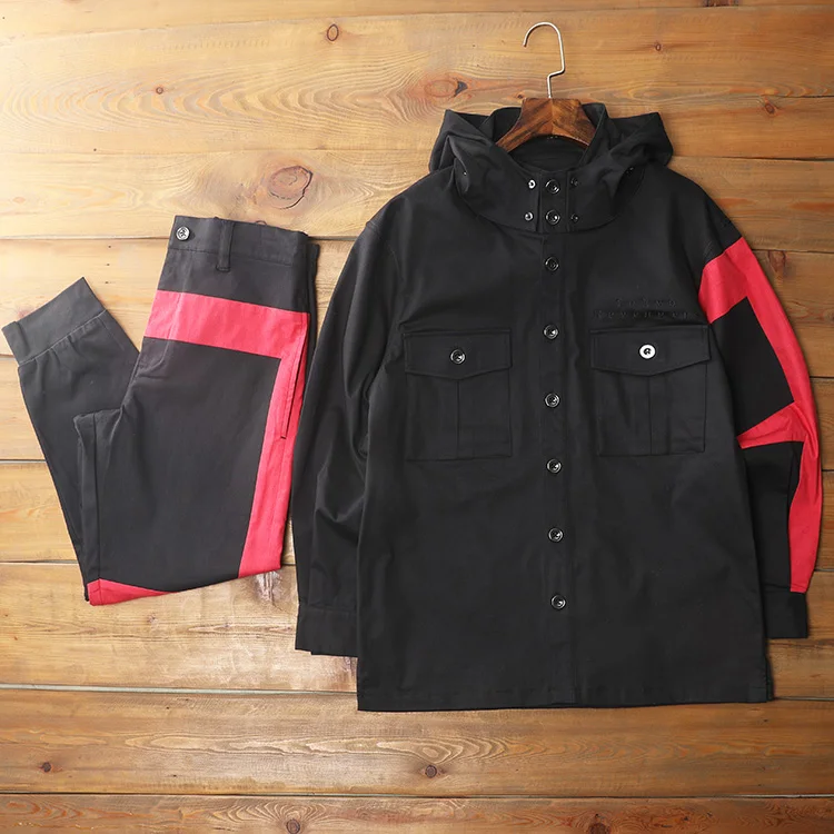 

Хлопковая куртка с капюшоном для мужчин, свободный крой, весна-осень, повседневная верхняя одежда, брюки, молодежная модная современная модель на одной пуговице