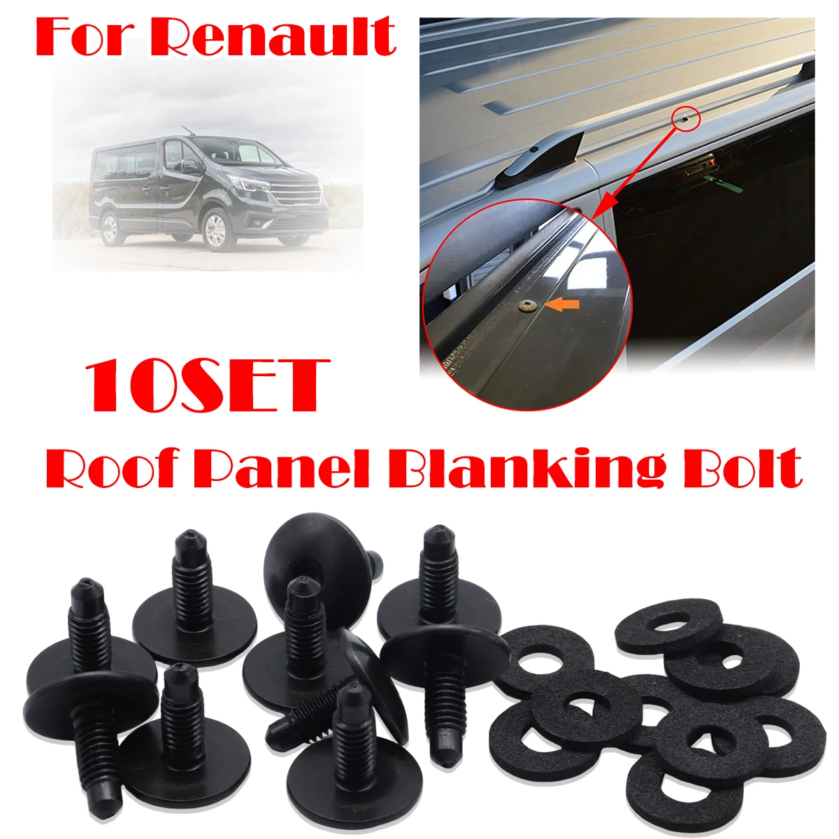 Juego de 10 tornillos ciegos de Panel de agujeros para portaequipajes M6, pernos sellados WHT006148 para camiones Renault Trafic 2015-2024 Mitsubishi Express