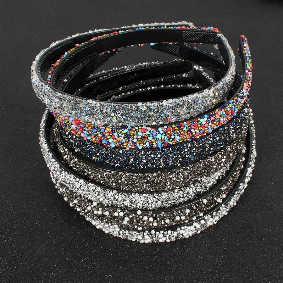 

Simulated Crystal Pearl Rhinestones Luxury Hair Accessories Hairbands Sparkly Padded Hair Bands Headdress vintage Women jewelry