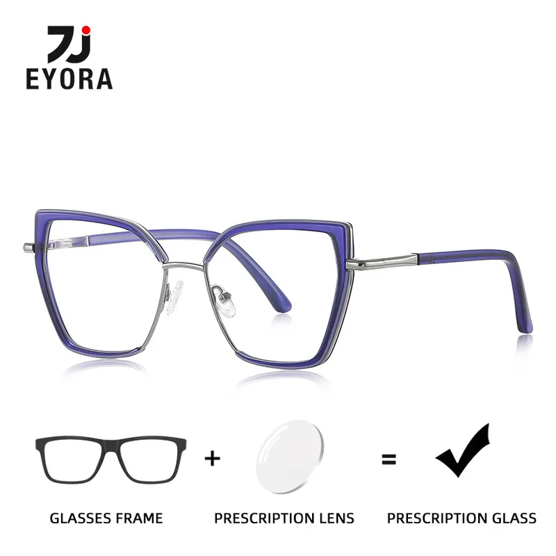 

EYORA Fashion Polygon Prescription Reading Glasses Women Myopia Eyewear Hyperopia Anti Blue Ray Progressive Photochromic Glasses