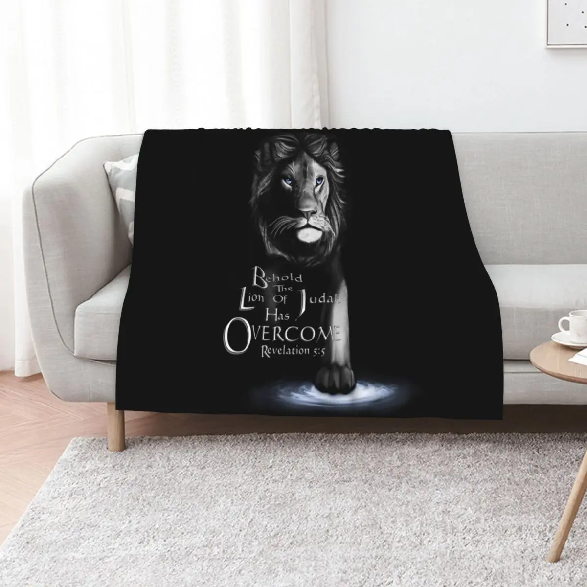 Lion of Judah With Scripture (Greyscale) Throw Blanket Reusable Durable Soft Blanket for All Seasons