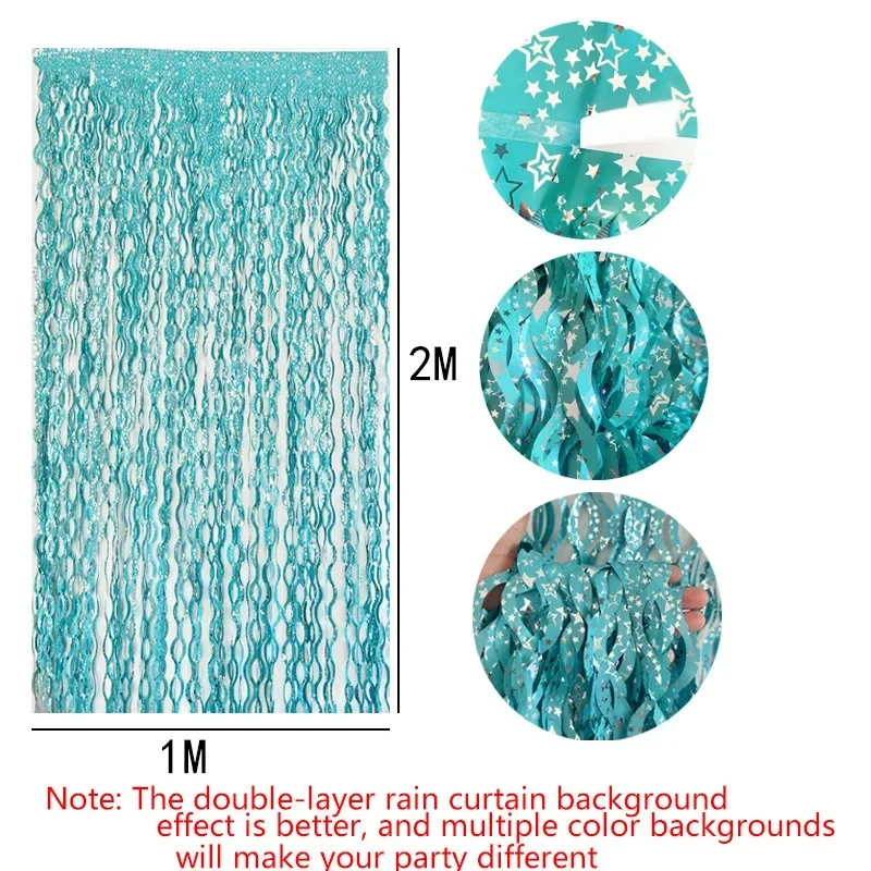 1X2M Star Colorful Rain Tinsel Curtain Mermaid Unicorn Theme Decor Happy Birthday Decor Adult Kids Baby One Year Party Garland view 5