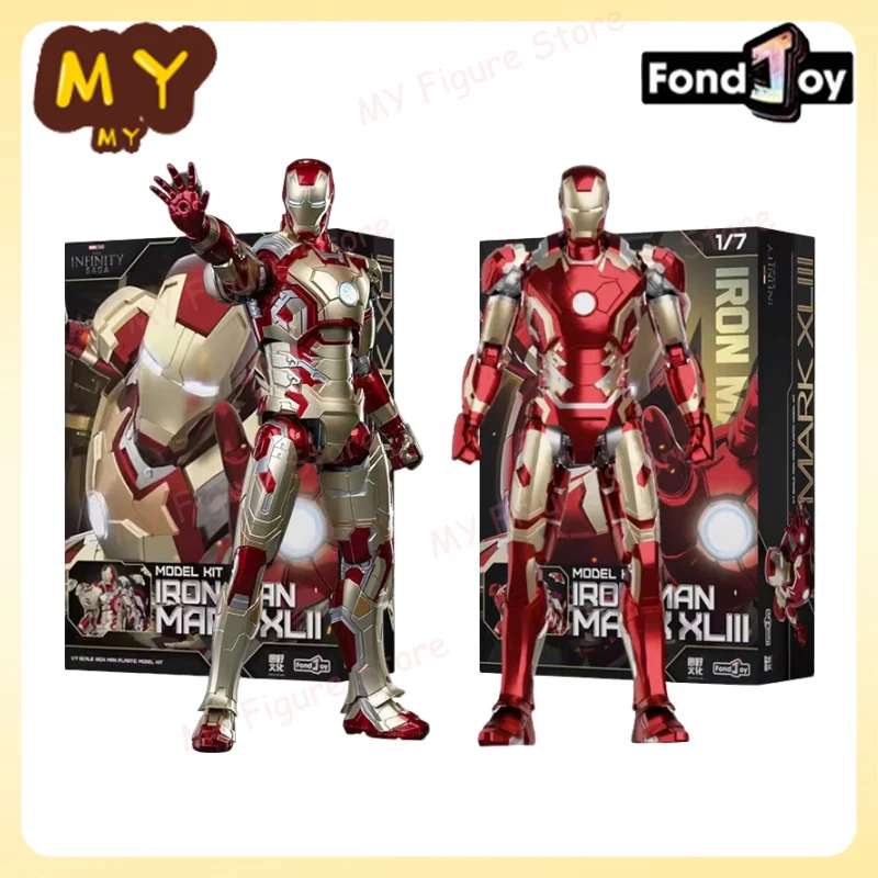 New Original Fondjoy Iron Man MK42 Model Kit 1/7 Marvel Ironman MK43 Assembly With Light Infinity Saga ABS Joint Movable Toy