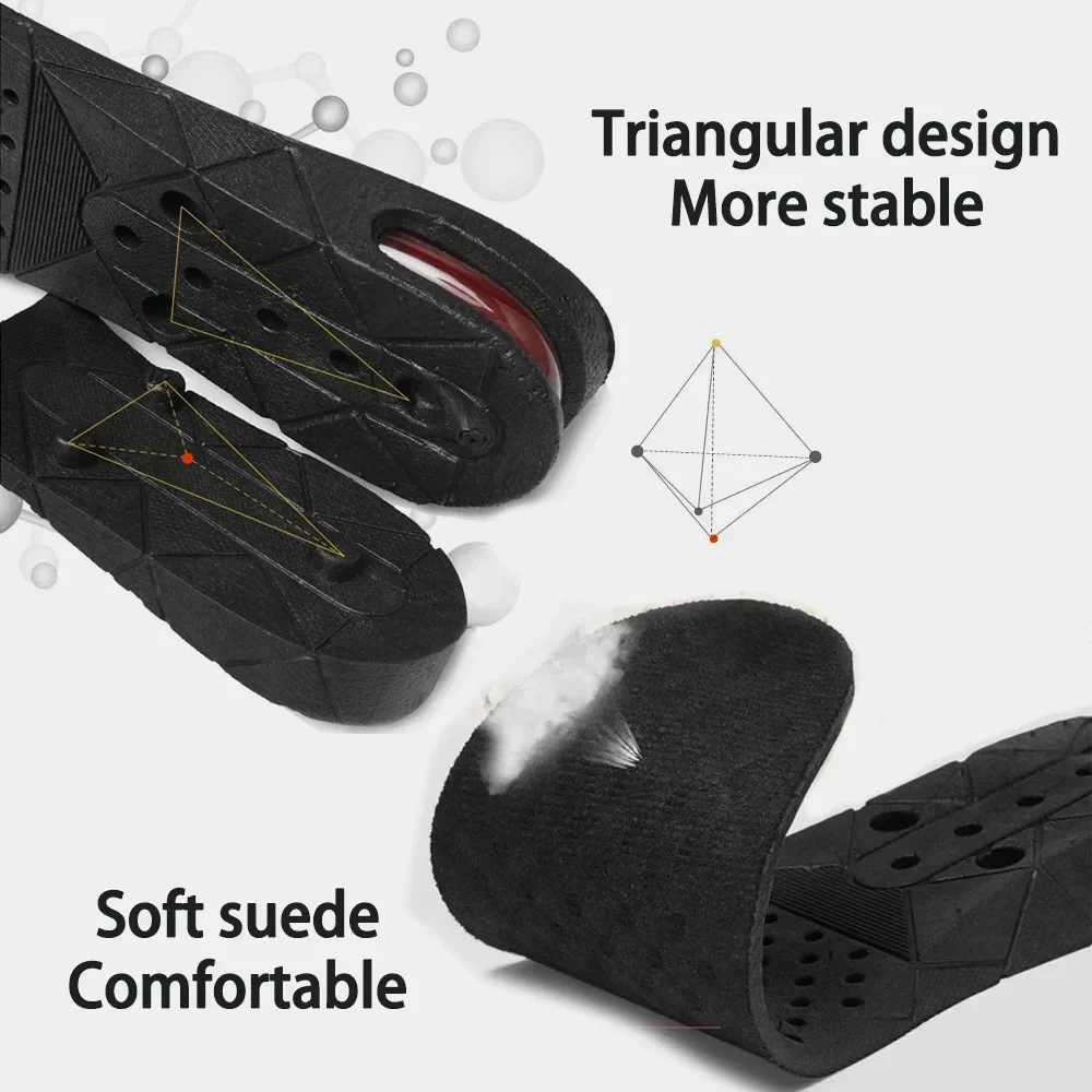 1Pair 7cm Height Increase Insoles 4 Layer Air Insert Lift Pad for Men and Women Absorbant Foot Pads Adjustable Cut Shoe Cushion