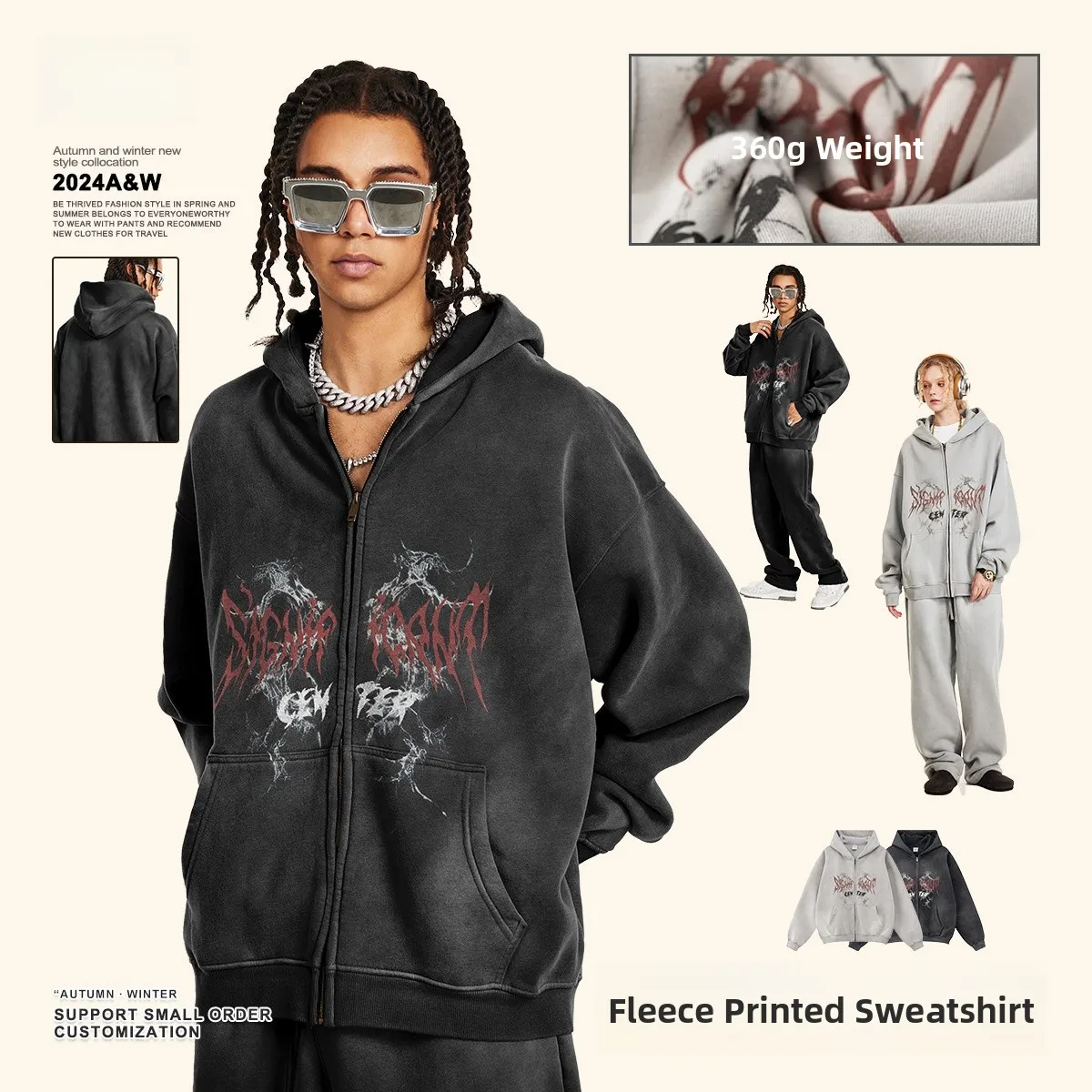 

Gothic Sle Men's Hoodie Zipper Oversize Cardigan Coat Casual Cotton Fabric Youth Leisure Faion Chinese Brand Autumn Wear