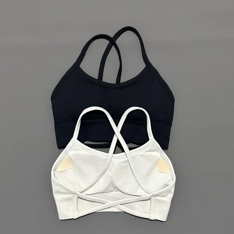 HISTELLO Yoga Bra Women Backless Cross Back GYM Clothing High Support Seamless Sports Fitness Underwear Running Workout Vest Top
