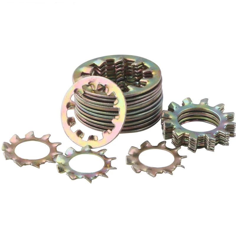 M3/M4/M5/M6/M8/M10/M12 Color Zinc Internal Tooth Washer Lock Washer External Tooth Lock Washer Shockproof Lock Washer