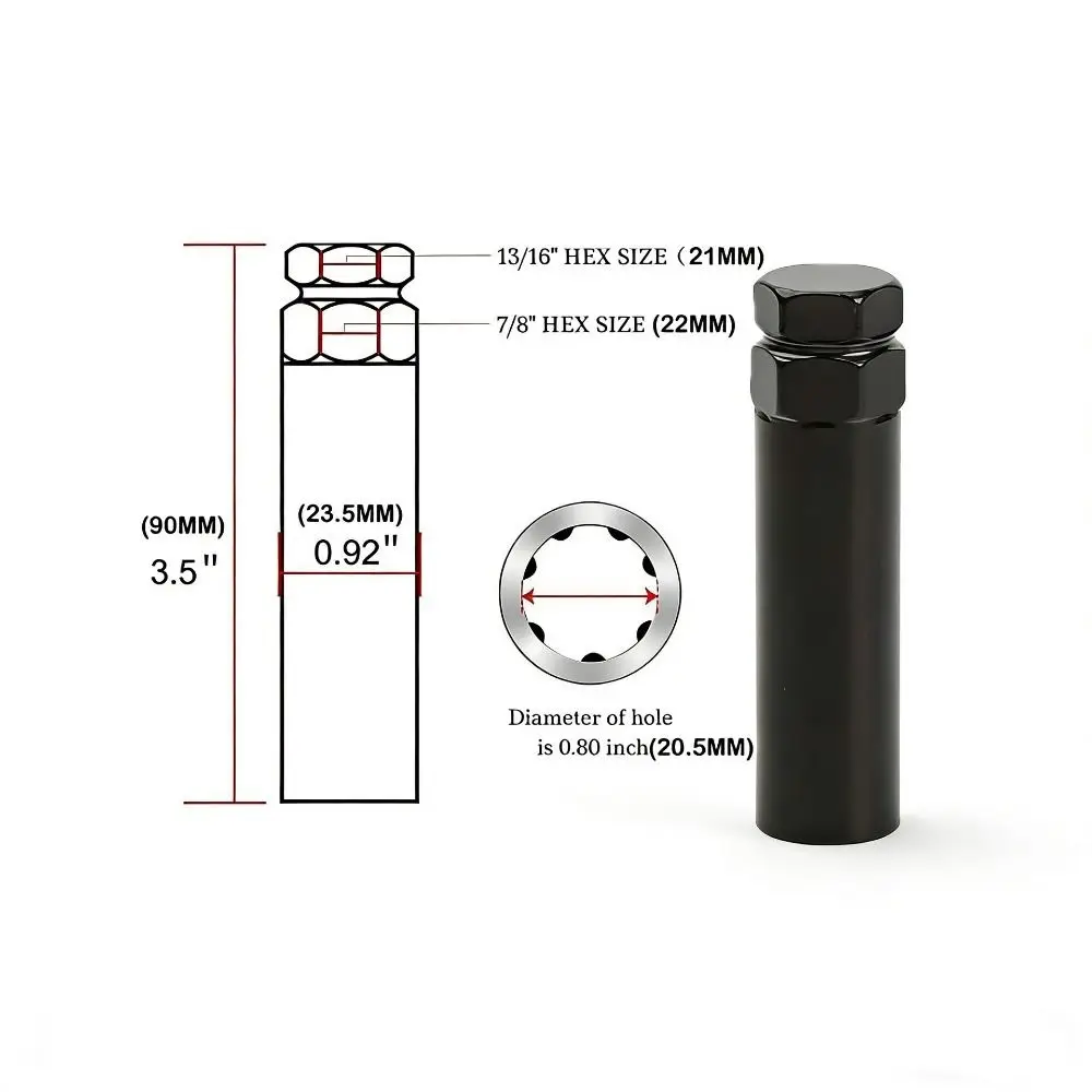 Chrome Plated Wheel Lug Nut Adapter Durable Anti-Rust Hex Wrench Universal Rim Lug Nut Lock Removal Auto Maintenance