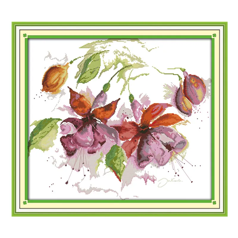 

Великолепный набор для вышивки крестом лилии с цветком 14 карат, ткань с принтом, холст, вышивка, сделай сам, рукоделие ручной работы