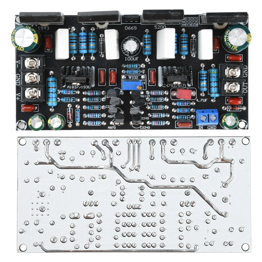 200W Amplifier Board DC 20V-90V Dual-Voltage Mono Amplifier 1943+5200 Push-Pull Tube Power Amplifier Board