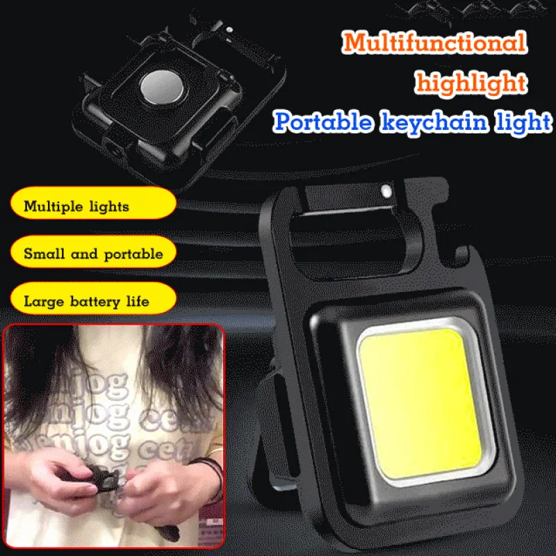 Mini high brightness keychain work light USB charging auto repair searchlight