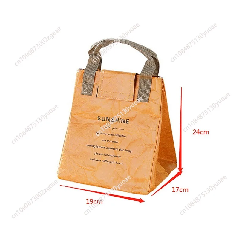 Waterproof Kraft Paper Tote Bag, Lunch Box Bag, Thickened Aluminum Foil Thermal Insulation Bag, when going out