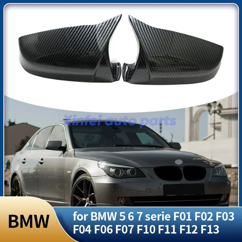 

2pcs Side Wing Rearview modified car styling Bright black Carbon Fiber Pattern Mirror Cover caps For BMW X5 E70 X6 E71 2008-2013