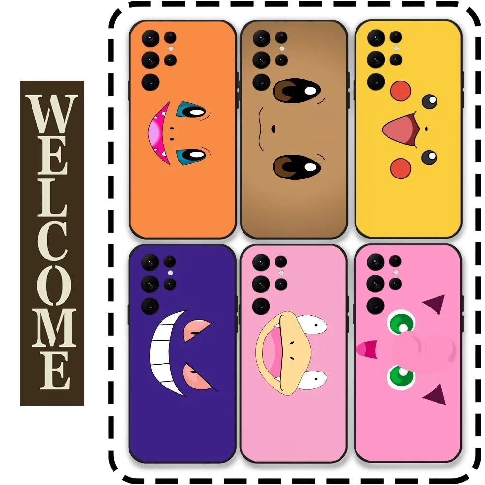 

Cartoon Charmander Face Phone Case for Samsung Galaxy S24 Ultra S22 S23 Ultra S21 S20 5G Protective Silicone TPU Funda