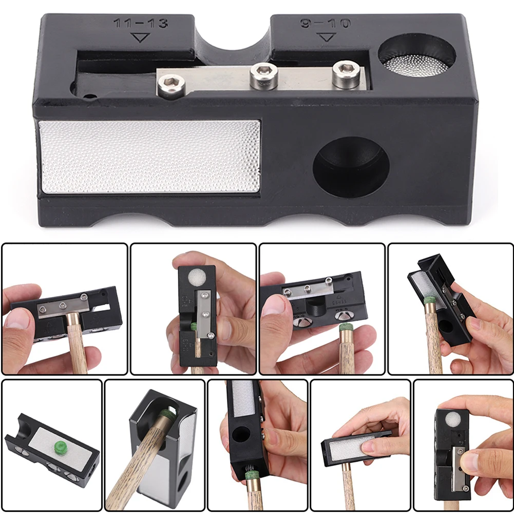 

9 in 1 Billiard Pool Cue Tip Tool Multifunctional Pool Cue Tip Shaper Billiards Cue Repair Tool Arc Comparison Cue Tip Shaper